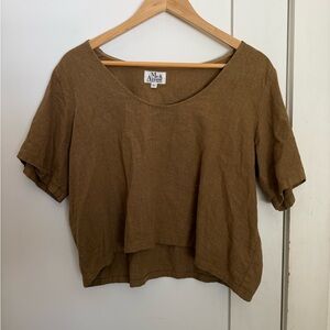 Linen U neck top by independent LA designer